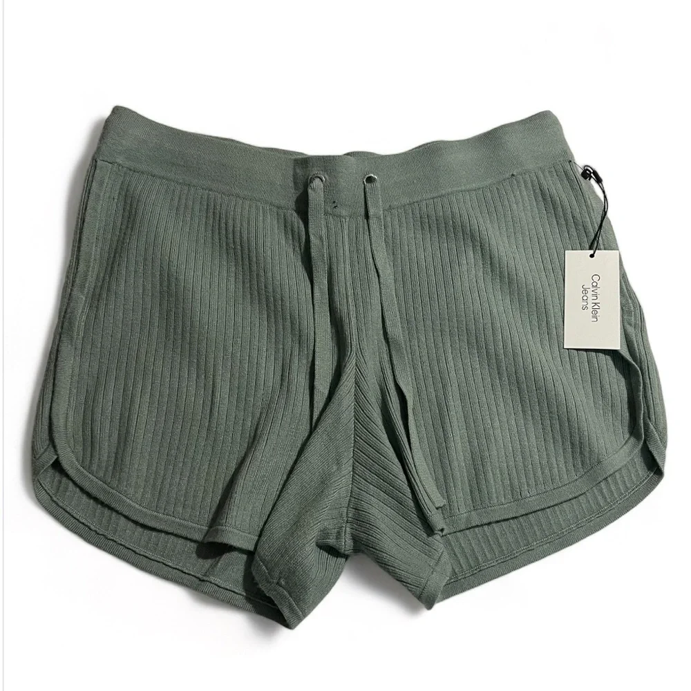 Calvin Klein Jeans Women's Ribbed-Knit Drawstring Shorts, Size L, NWT - Picture 2 of 7